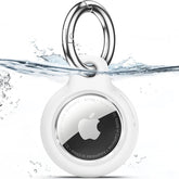 Upgrade Waterproof Airtag Holder with Apple Airtag Keychain, Hard PC Air Tag Case, Shockproof and Scratchproof Air Tag Holder, Airtags Accessories for Apple Tag GPS Item Finder Tracker - White